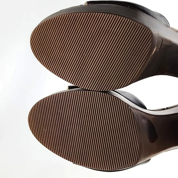 Coach Kathie Slides Dark Brown Leather Signature Log Mid Heel Size 8.5B - Picture 9 of 16